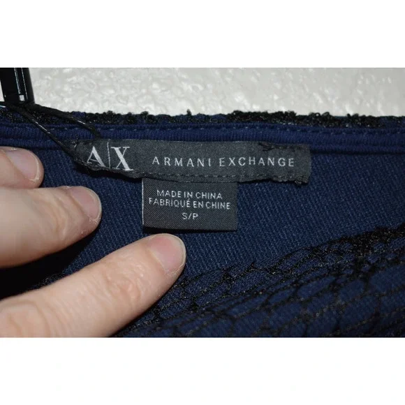NWT Armani Exchange Navy Blue/Black Lace Dress Size S - Picture 3 of 5
